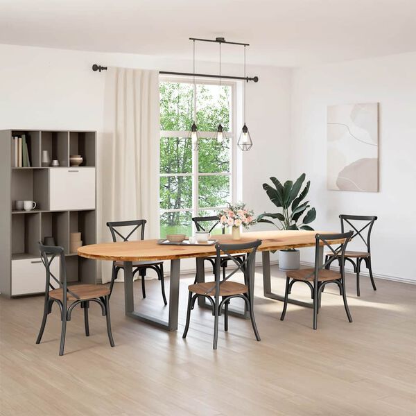 vidaXL Esstisch Hellbraun 320x120x74 cm Massivholz Eiche Oval