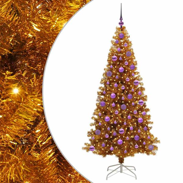 vidaXL Weihnachtsbaum mit 300 LEDs mit Ständer Gold 180 cm Haustier