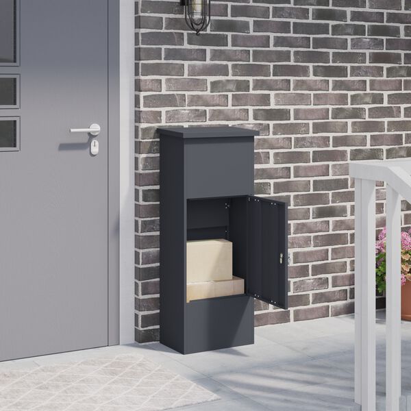 vidaXL Paketdrop-Box mit Speicher Anthrazit 44,5 x 29 x 110,5 cm Stahl