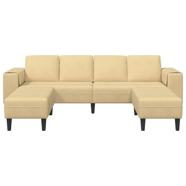 vidaXL Sofa mit Kissen Grau-Gr&uuml;n 250 x 188 x 76 cm Cordstoff