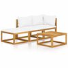 vidaXL 4-tlg. Garten-Lounge-Set mit Auflagen Creme Massivholz Akazie