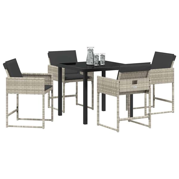 vidaXL Garten Essgruppe 5 pcs Hellgrau Poly-Rattan