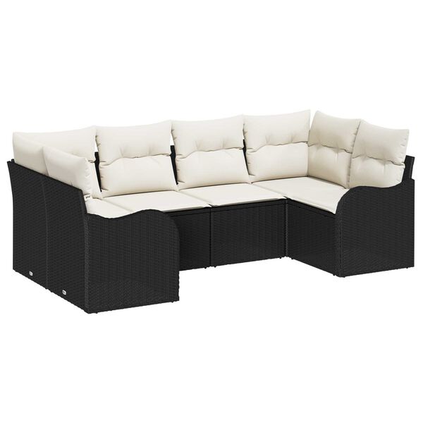 vidaXL Gartensofa-set Schwarz Poly-Rattan