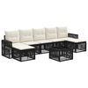 vidaXL Gartensofa-set 8 Stk. Schwarz und Cremewei&szlig; Poly-Rattan