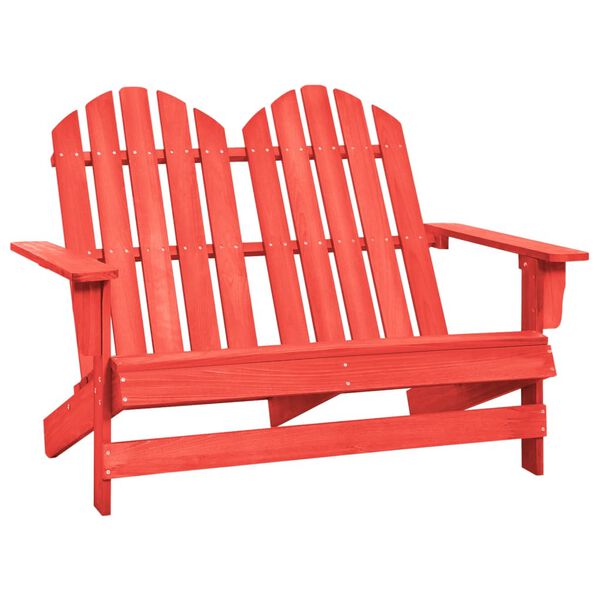 vidaXL Adirondack-Gartenbank 2-Sitzer Massivholz Tanne Rot