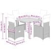 vidaXL 5-tlg. Garten-Bistro-Set mit Kissen Grau Poly Rattan