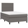 vidaXL Boxspringbett mit Matratze & LED Grau 120x190 cm Kunstleder