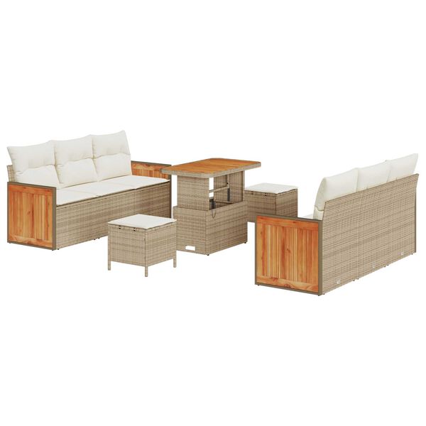 vidaXL Gartensofa-set mit Kissen 11 pcs Beige und Creme Poly-Rattan