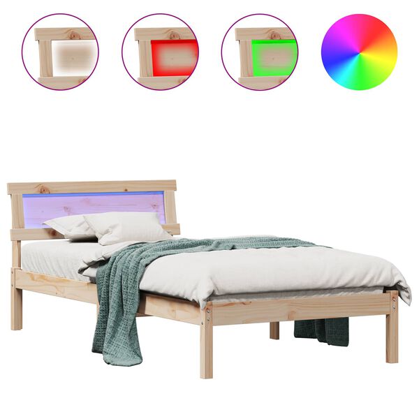 vidaXL Bettrahmen mit Kopfteil Braun 90 x 190 cm Massives Kiefernholz