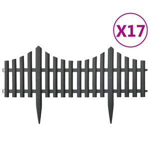 vidaXL Rasenkanten 17 Stk. Anthrazit 10 m PP