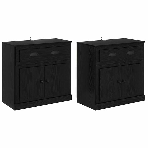 vidaXL Sideboards 2 pcs Schwarz Eichen-Optik 70 x 35,5 x 67,5 cm