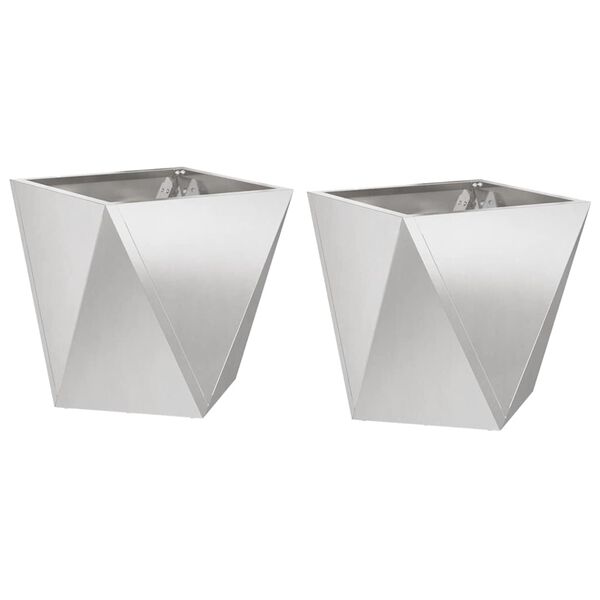 vidaXL Pflanzkübel 2 pcs Silber 30 x 30 x 30 cm Edelstahl