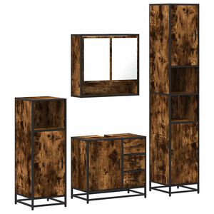 vidaXL 4-tlg. Badm&ouml;bel-Set R&auml;uchereiche Holzwerkstoff