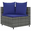 vidaXL 6-tlg. Garten-Sofagarnitur mit Kissen Grau Poly Rattan