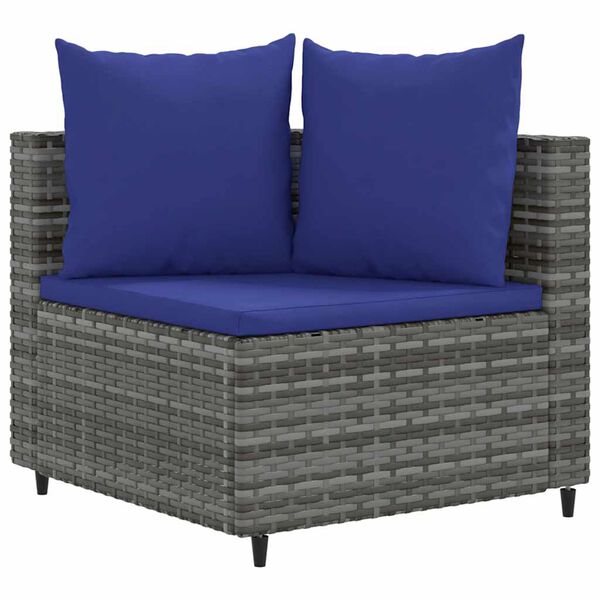vidaXL 6-tlg. Garten-Sofagarnitur mit Kissen Grau Poly Rattan