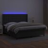 vidaXL Boxspringbett mit Matratze & LED Schwarz 180x200 cm Kunstleder