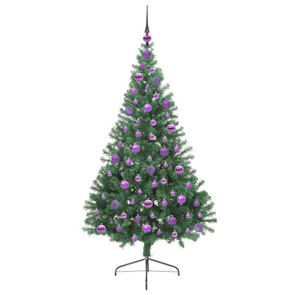 vidaXL K&uuml;nstlicher vorbeleuchteter Weihnachtsbaum Gr&uuml;n 180 cm PVC