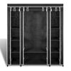 vidaXL Stoffschrank mit Fächern Kleiderstangen 45×150×176 cm Schwarz