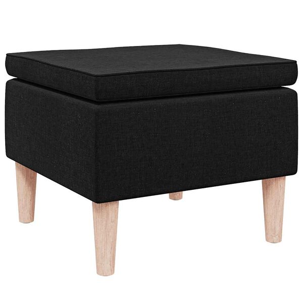 vidaXL Hocker mit Holzbeinen Schwarz Stoff