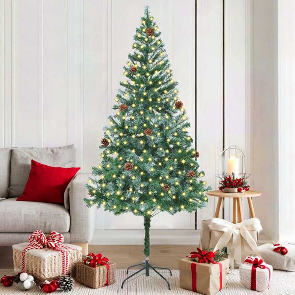 vidaXL K&uuml;nstlicher Weihnachtsbaum Gr&uuml;n 180 cm PVC und Stahl