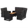 vidaXL 4-tlg. Garten-Lounge-Set mit Kissen Schwarz Poly Rattan