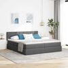 vidaXL Bett mit LED-Lichtleisten Dunkelgrau 180 x 200 cm Stoff