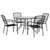 vidaXL Gartenstuhl-Set 5-tlg. Stapelbar Pulverbeschichteter Stahl