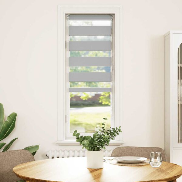 vidaXL Doppelrollo Hellgrau 50x150 cm Stoffbreite 45,9 cm Polyester