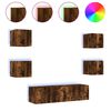 vidaXL 6-tlg. Wohnwand mit LED-Beleuchtung R&auml;uchereiche Holzwerkstoff