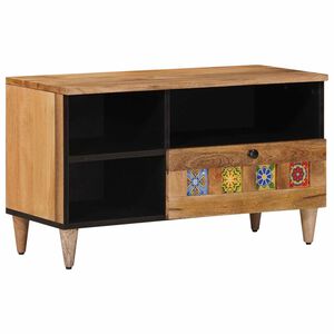 vidaXL TV-Schr&auml;nk mit Regal Natur 80 x 33 x 46 cm Massivholz Mango