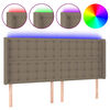 vidaXL LED Kopfteil Taupe 163x16x118/128 cm Stoff