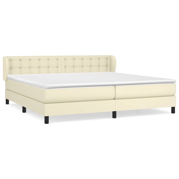 vidaXL Boxspringbett mit Matratze Creme 200x200 cm Kunstleder
