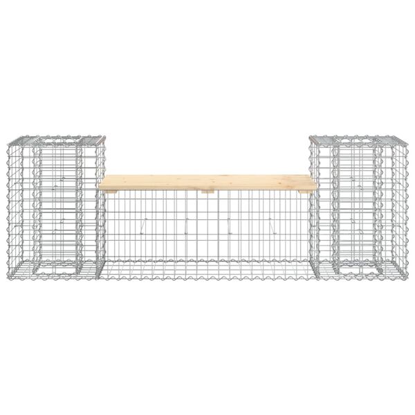 vidaXL Gartenbank aus Gabionen 183x41x60,5 cm Massivholz Kiefer