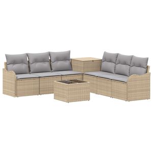 vidaXL Sofa Set 8 stk. Beige und Hellgrau Polyrattan und Stahl