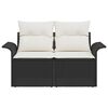 vidaXL Gartensofa mit Kissen Schwarz 141 x 62 x 69cm Poly-Rattan