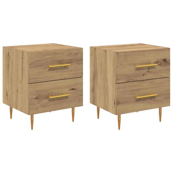 vidaXL Nachttisch 2 pcs Artisan-Eiche 40 x 35 x 47,5 cm Holzwerkstoff