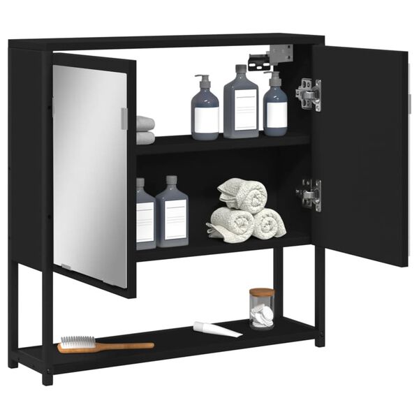 vidaXL Bad-Spiegelschrank Schwarz 60x16x60 cm Holzwerkstoff