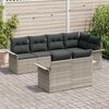vidaXL Garten-Sofa-Set mit Kissen 7 pcs Hellgrau Poly Rattan