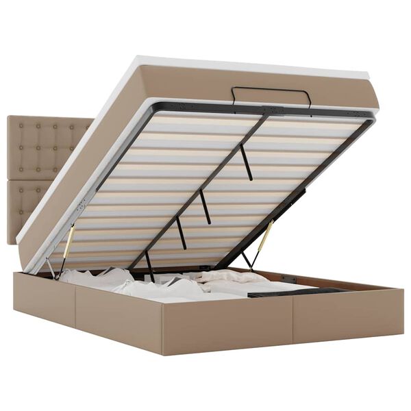 vidaXL Ottoman-Bett mit Matratze Cappuccino-Braun 140x190cm Kunstleder