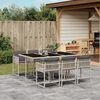 vidaXL 7-tlg. Garten-Essgruppe mit Kissen Hellgrau Poly Rattan