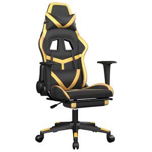 vidaXL Gaming-Stuhl mit Massage & Fu&szlig;st&uuml;tze Schwarz Golden Kunstleder