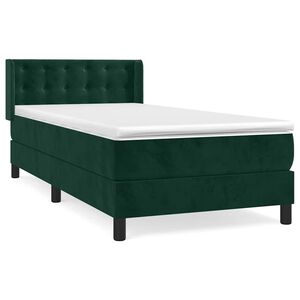 vidaXL Boxspringbett mit Matratze Dunkelgr&uuml;n 80x200 cm Samt