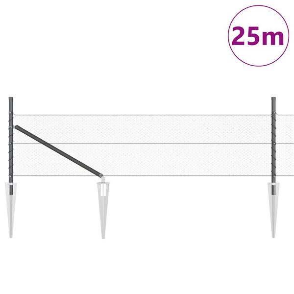 vidaXL Zaunpfosten Grau 25 x 0,5 m (13 mm Maschen) Stahl