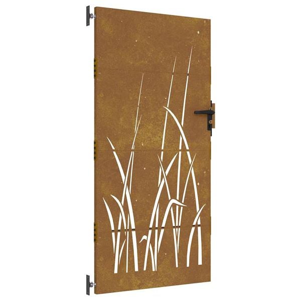 vidaXL Gartentor 85x175 cm Cortenstahl Gras-Design