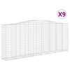 vidaXL Gabionen mit Hochbogen 9 Stk. 400x50x160/180cm Verzinktes Eisen