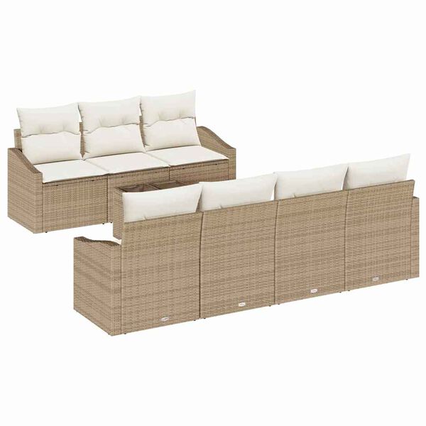 vidaXL Sofa Set mit Kissen 8 pcs Beige und Creme Poly Rattan