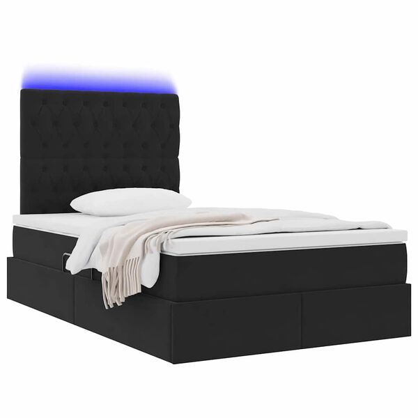 vidaXL Bett mit Stauraum und LED mit LED Schwarz 120 x 190 cm Samt
