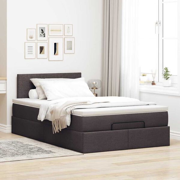 vidaXL Ottoman-Bett mit Matratze Dunkelbraun 120x190 cm Stoff