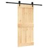 vidaXL Schiebet&uuml;r Nat&uuml;rlich und Schwarz 90 x 210 cm Massivkiefer