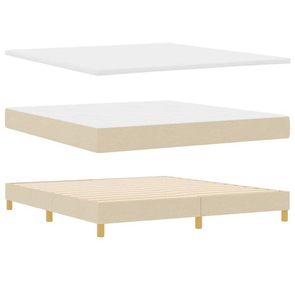 vidaXL Boxspringbett mit Matratze Creme 200 x 180 cm Polyester